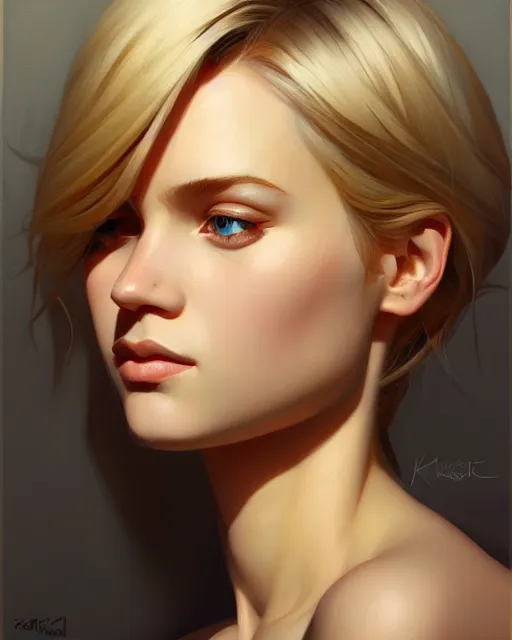 Prompt: stylized portrait of an artistic pose, composition, young blonde girl, realistic shaded, fine details, realistic shaded lighting poster by ilya kuvshinov, magali villeneuve, artgerm, jeremy lipkin and michael garmash and rob rey