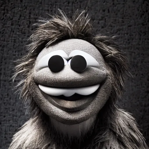 Image similar to a still of a forgotten muppet character looking very manly and modern, hilarious, laughing, hairy chest, huge chin, manly monster tough guy, roughled fur, photo real, photographic, photograph, artstation, trending, featured