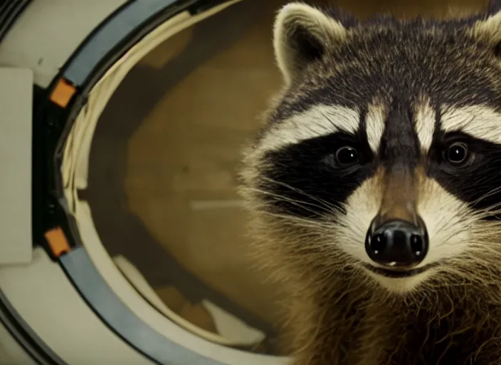 Prompt: film still of Rocket Racoon in Interstellar, 4k