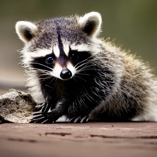 Image similar to a cute baby raccoon playing with a white sneaker shoe, strings undone, highly detailed, award winning, national geographic wildlife photo, bokeh, 5 0 mm f 1. 4, soft lighting