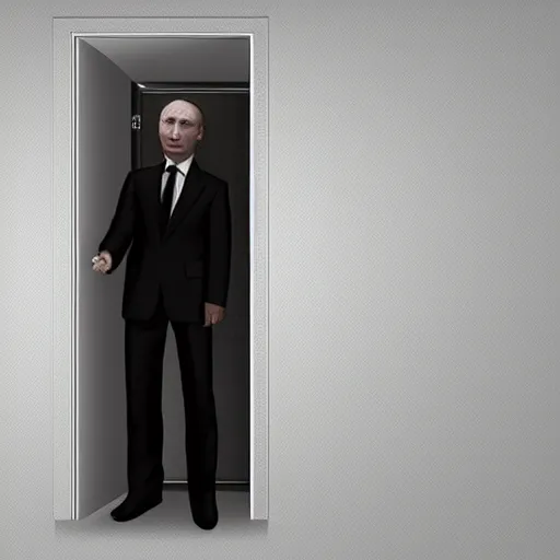 Prompt: Putin hiding in a closet, digital art, trending on artstation, 4k