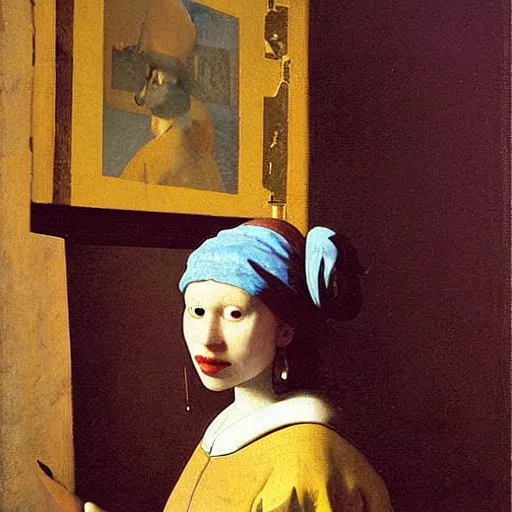 Image similar to the fisher's girl that opened the empty oyster, by johannes vermeer