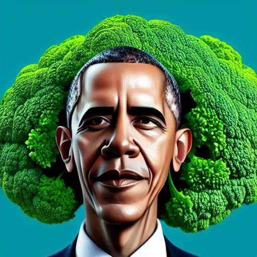 Image similar to barack obama is fused into broccoli, hyperdetailed, artstation, cgsociety, 8 k