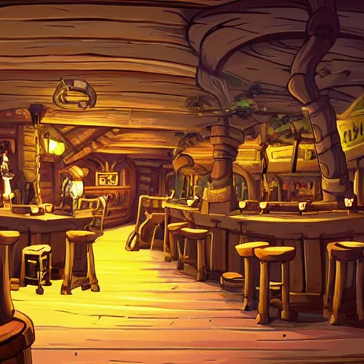 Prompt: secret of monkey island background, pirate pub interior