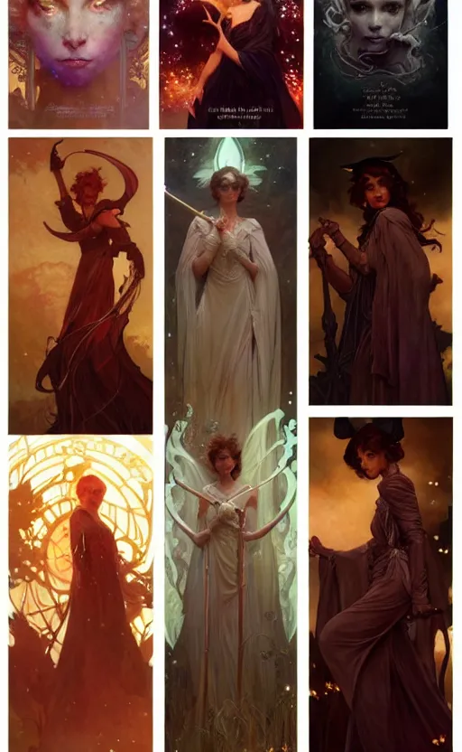 Image similar to magical witch gorgeous lighting by weta studio, mucha, bautista and norman rockwell and greg rutkowski and tom bagshaw and james gurney and lucasfilm