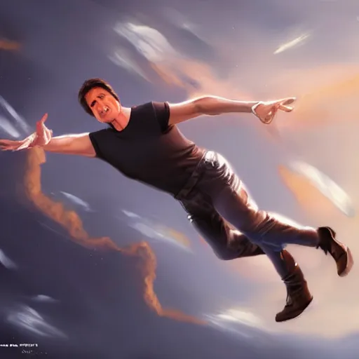 Image similar to tom Cruise farting through the sky, concept art, trending on art station