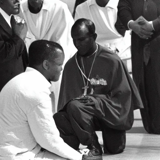 Image similar to John Paul II kneeling on a black person's neck