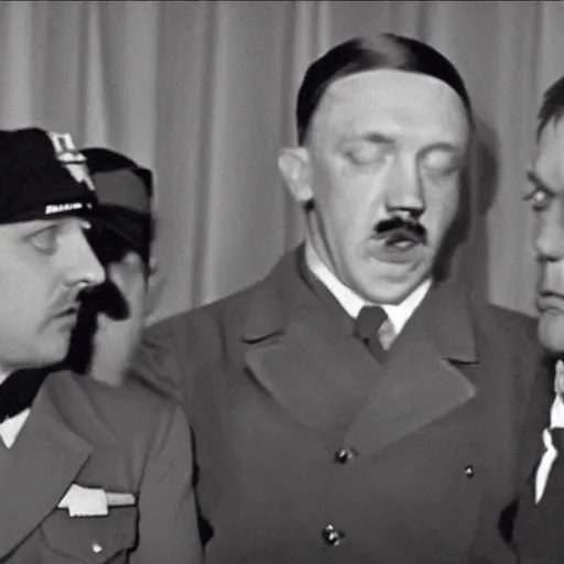 Image similar to A still of Hitler rap battling Eminem