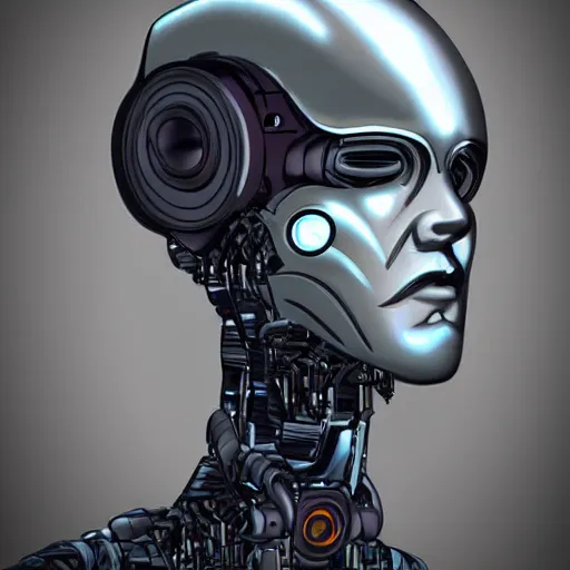 Image similar to cyborg robot profile portrait, detailed, character,