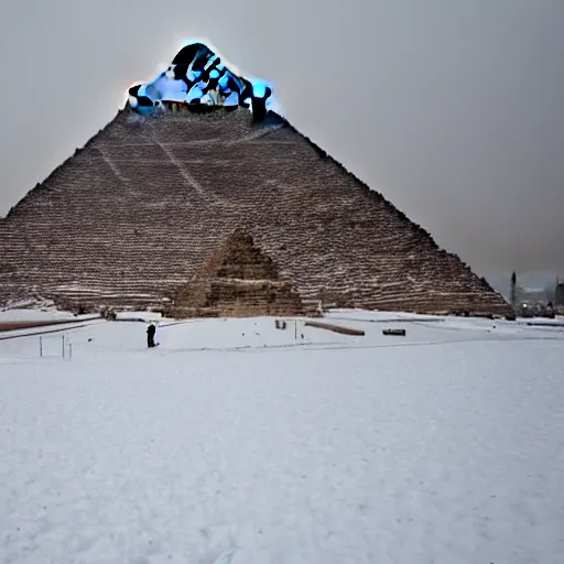 Image similar to snow storm at giza pyramid