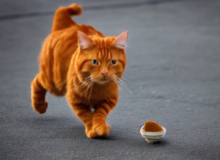 Prompt: ginger cat, mid action, symmetrical balance