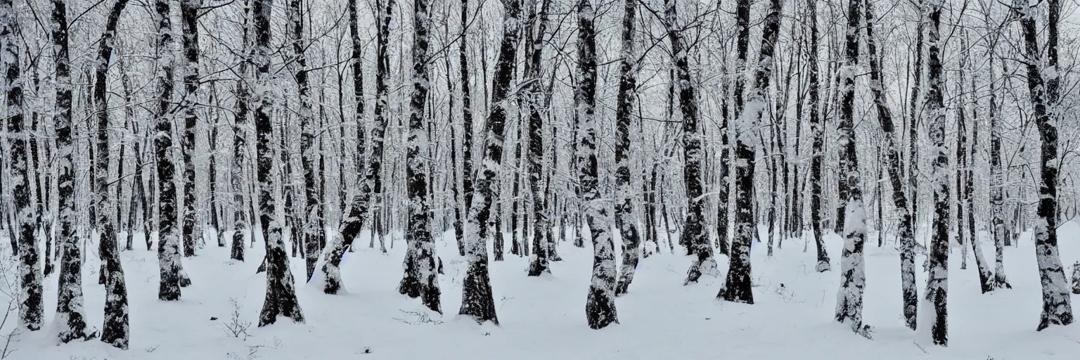 Prompt: russian snowy woodlands