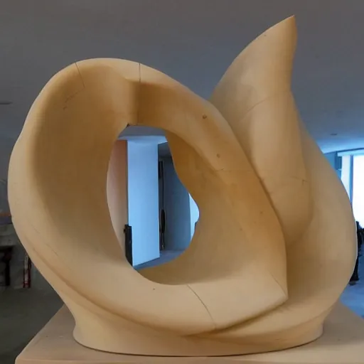 Image similar to A installation art. A rip in spacetime. Did this device in her hand open a portal to another dimension or reality?! alabaster, chestnut by Frank Gehry curvaceous