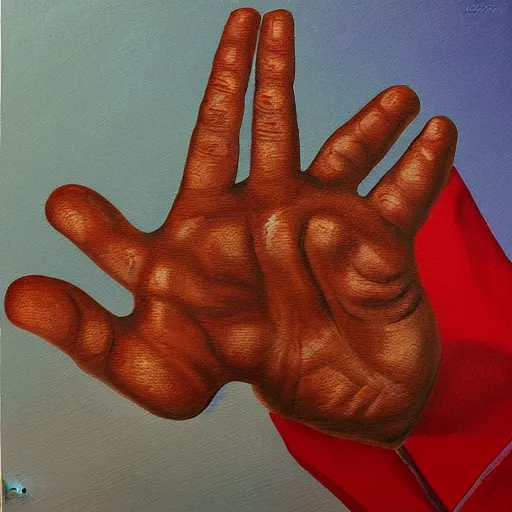 Image similar to the invisible hand of the world, painting