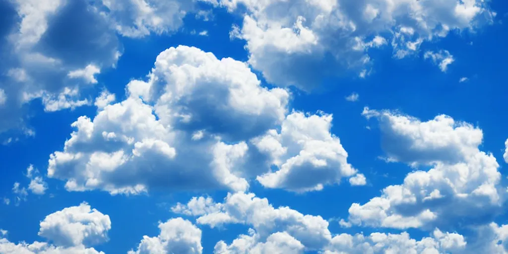 Prompt: puffy cloud seamless background on blue sky