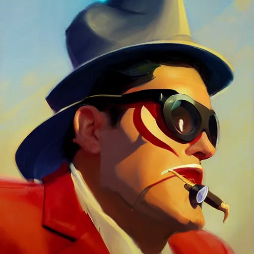 Image similar to greg manchess portrait painting of casino roulette with a mouth as overwatch character, medium shot, asymmetrical, profile picture, organic painting, sunny day, matte painting, bold shapes, hard edges, street art, trending on artstation, by huang guangjian and gil elvgren and sachin teng