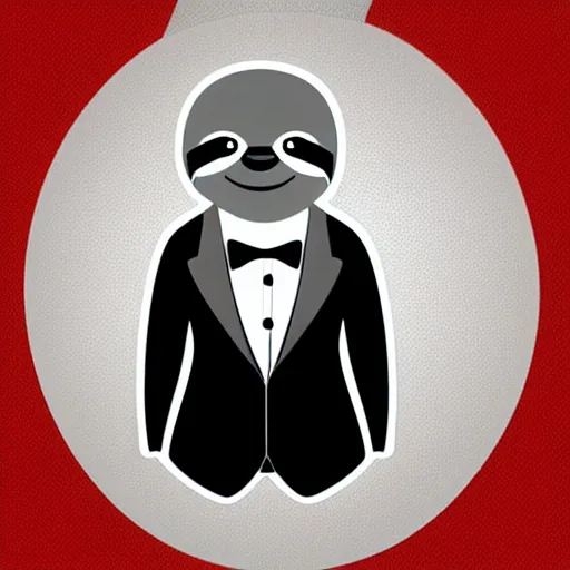 Image similar to sloth wearing tuxedo, 3 d logo, vector illustration, aesthetic, minimalistic