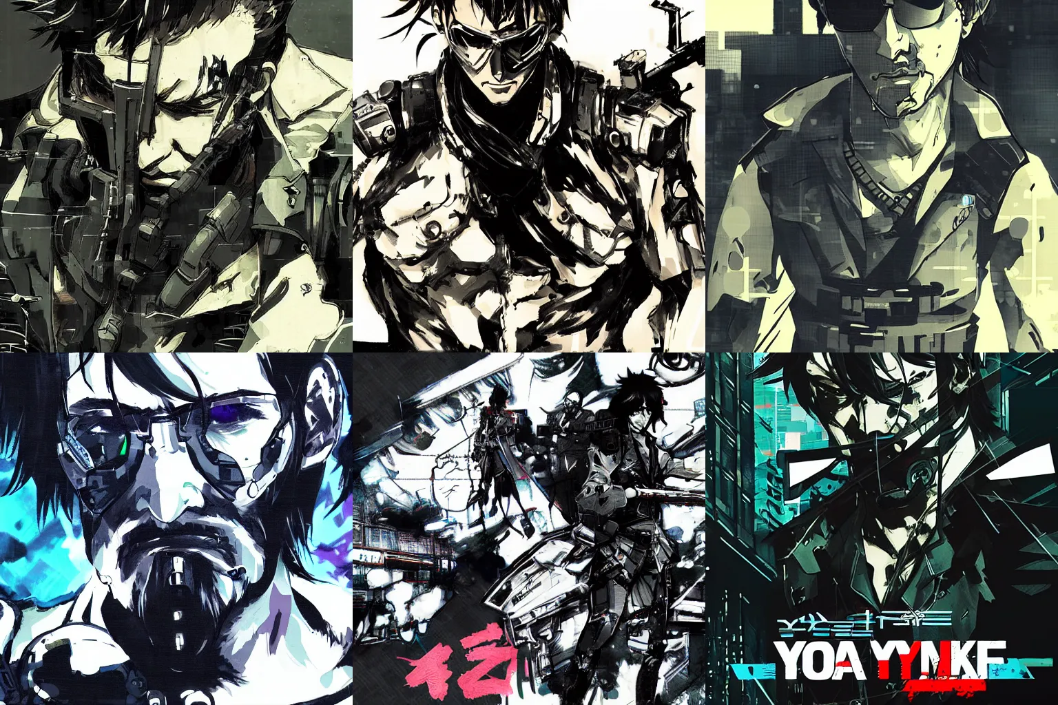 Prompt: 墨絵 in the style of yoji shinkawa and cyberpunk