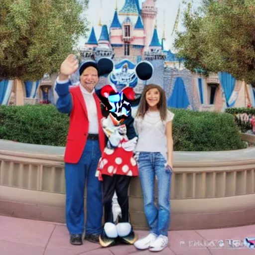 Prompt: photography of a familly on vacation at disneyland