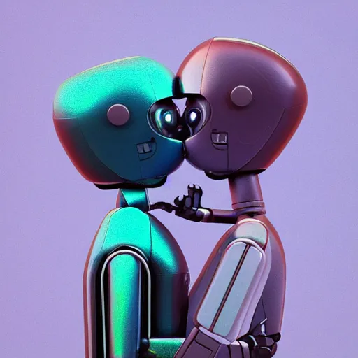 Image similar to two robots french kissing by beeple, utopia, digital art, beeple, space, detailed