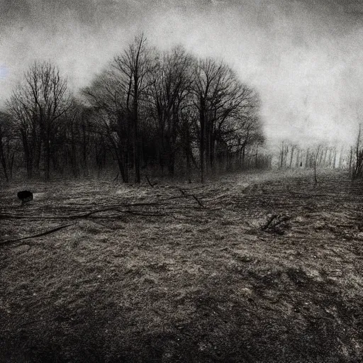 Prompt: A haunting photograph of a liminal landscape, atmospheric and dreary realistic found footage