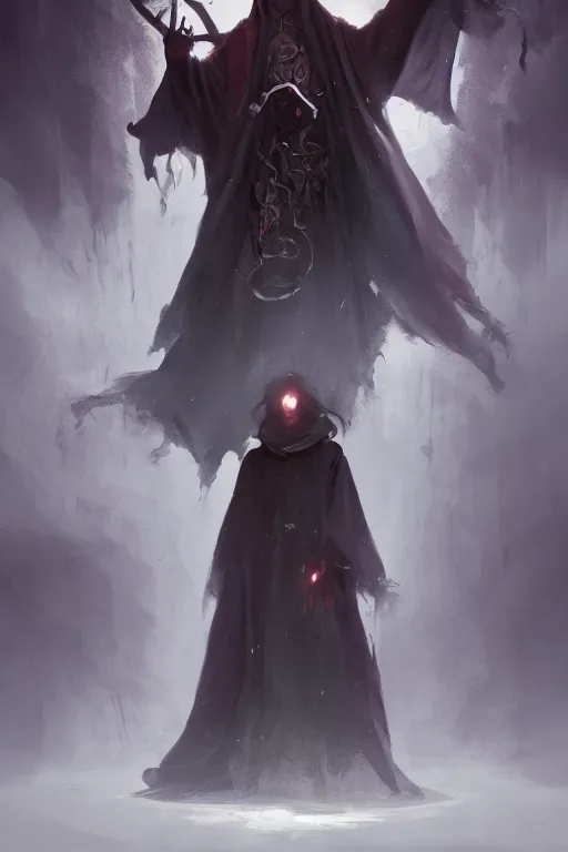 Prompt: lovecraftian cultist wearing a cloak, digital art, magic the gathering, mtg, by greg rutkowski, trending on artstation