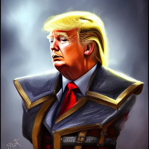 Prompt: donald trump, small, cute, dnd character, portrait, matte fantasy painting, deviantart artstation, by jason felix by steve argyle by tyler jacobson