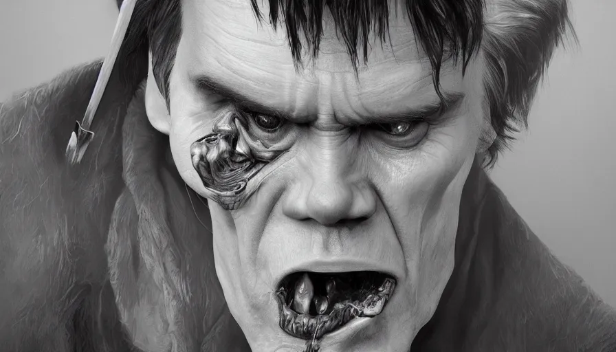 Image similar to Jim Carrey is the Grim Reaper, hyperdetailed, artstation, cgsociety, 8k