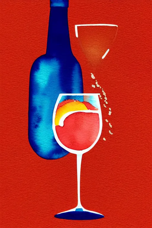 Image similar to minimalist watercolor art of aperol spritz, illustration, vector art