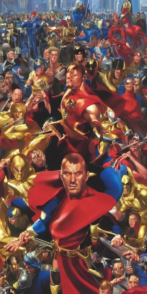 Image similar to A Kingdom Come cover by Alex Ross, oil painting