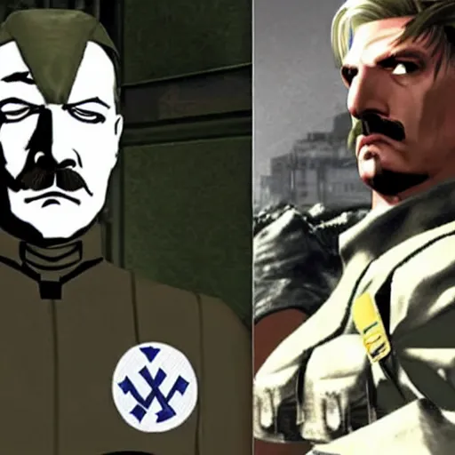 Prompt: adolf hitler as solid snake in metal gear solid 2, playstation