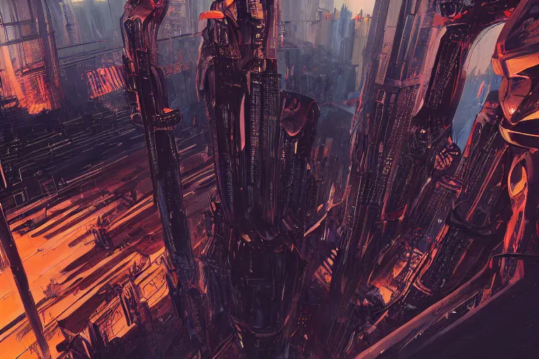 Image similar to comic book illustration, wide view of a very tall structure hovering 10 feet above the ground, the ground below it is scorched and cracked, cyberpunk concept art by Syd Mead, highly detailed, intricate, sci-fi, sharp focus, Trending on Artstation HQ, deviantart