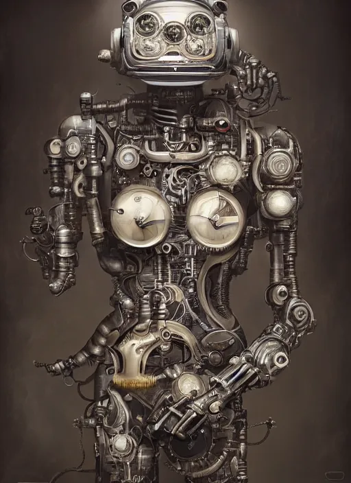 Prompt: a beautiful intricate fine art portrait photo of a mechanical industrial steampunk cybernetic toad, by tom bagshaw and zach sutton, perfection!, milk bath photography, studio lighting, backlight, 35mm lens, very detailed, bionic, cybernetic scifi, deep depth of field, artstation, 8K, highly coherent