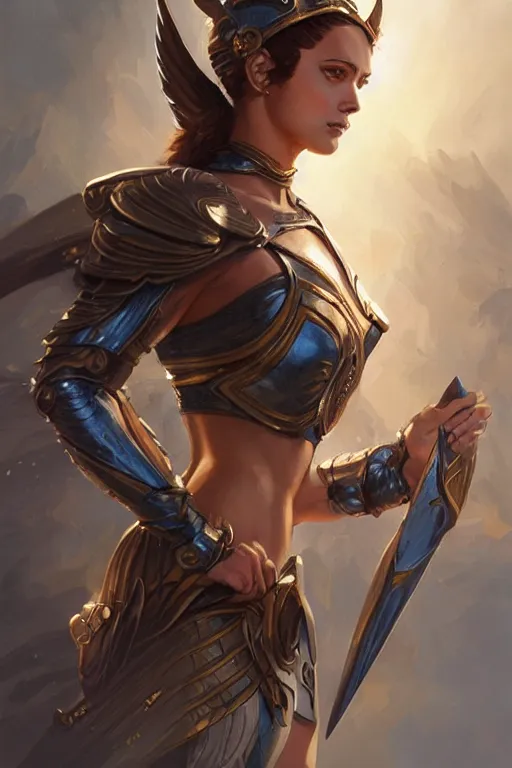 Image similar to amazon valkyrie athena, d & d, fantasy, portrait, highly detailed, headshot, digital painting, trending on artstation, concept art, sharp focus, illustration, art by artgerm and greg rutkowski and magali villeneuve