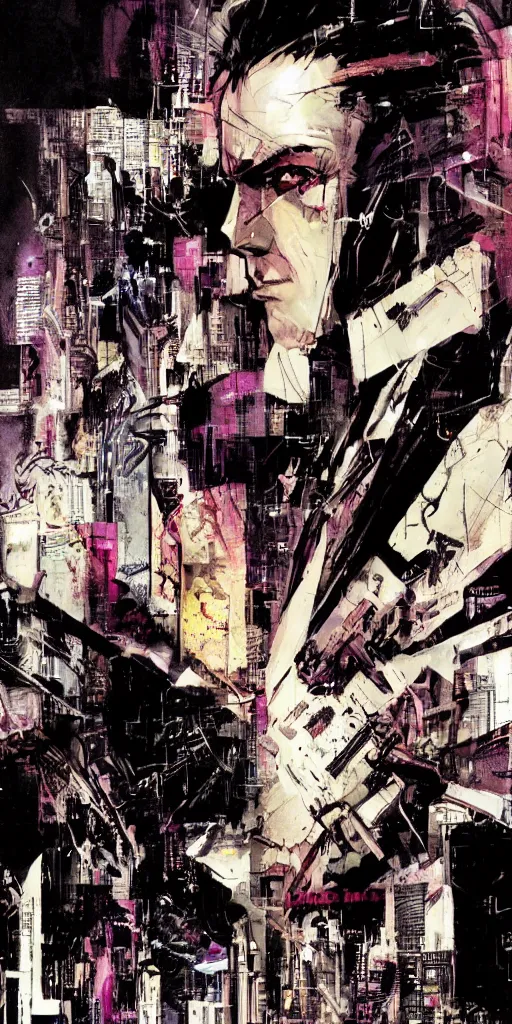 Prompt: cyberpunk dreaming by bobby zeik and bill sienkiewicz and david mack and dave mckean