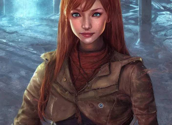 Image similar to detailed still of holo from spice and wolf in fallout, wolfgirl, detailed realistic face, digital art, by charlie bowater, by magali villeneuve, gorgeous lighting, unreal engine, movie composition