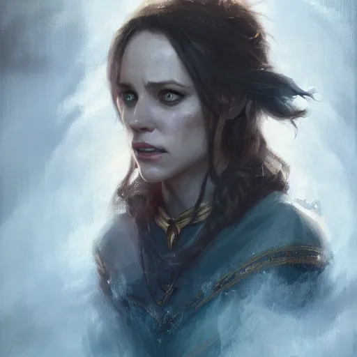 Image similar to elvish sorceress rachel mcadams, oil painting, Tooth Wu, Greg Rutkowski, RPG portrait, dynamic lighting, fantasy art, High contrast, depth of field