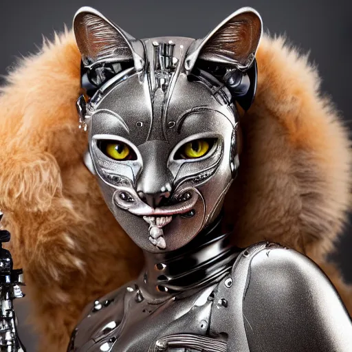 Image similar to A cyborg cat, realistic, sharp focus, 8k high definition, insanely detailed, intricate, elegant, art by Peter Kemp