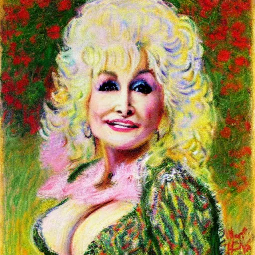 Image similar to dolly parton art by claude monet