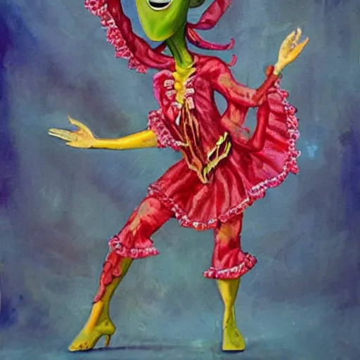 Image similar to et the alien dressed as flamenco gypsy