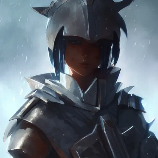 Prompt: Anime character from an RpG video with armor in HD, artstation, Greg rutkowski, cinematic
