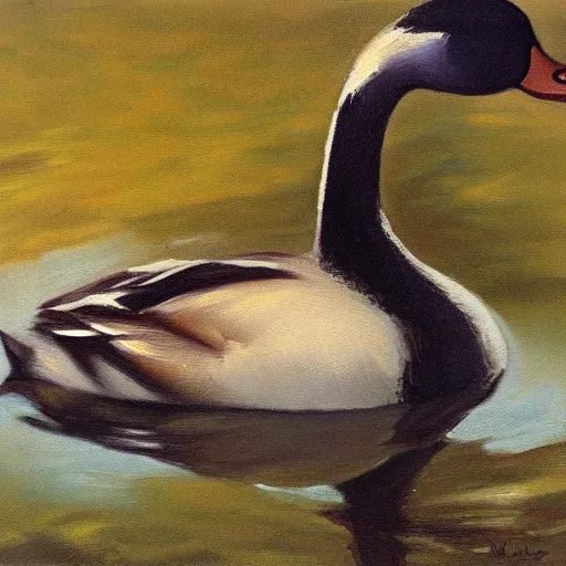 Prompt: a duck on the prowl oil painting oswaldo vigas