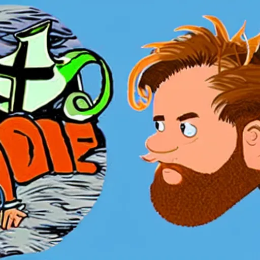 Prompt: a bearded white man with combed hair in the day of the tentacle video game