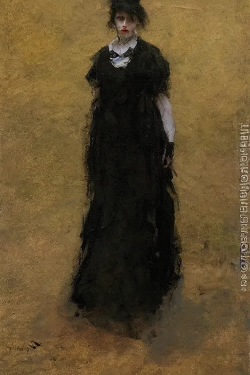 Prompt: Richard Schmid and Jeremy Lipking full length portrait painting of a young beautiful victorian goth detective woman with her hands in her pockets