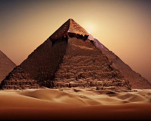 Image similar to pyramids of egypt, octane render, cgsociety, high detailed, 8 k, cinematic composition, detailed shading