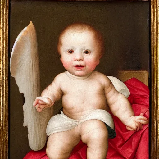 Image similar to Renaissance portrait painting of a baby