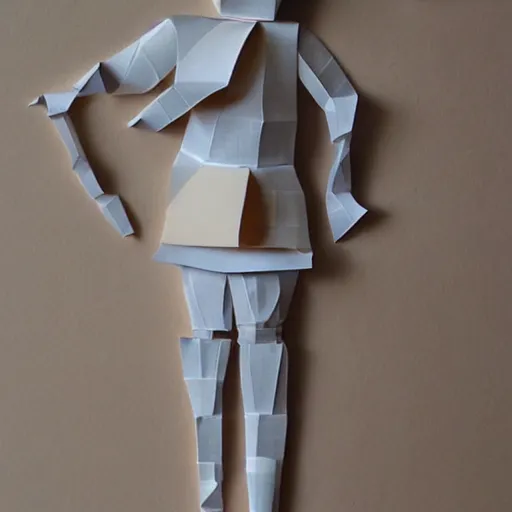 Image similar to a girl made of folded paper,