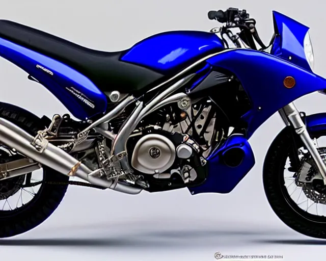 Image similar to 2 0 0 4 yamaha fzs 1 0 0 0, blue, studio lighting, photo, extremely detailed, artistic photography, 8 k, trending, very accurate,