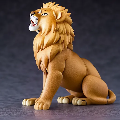 Prompt: a nendoroid lion, side view, full body, 4 k, highly detailed, subject centered, uncropped, studio photography