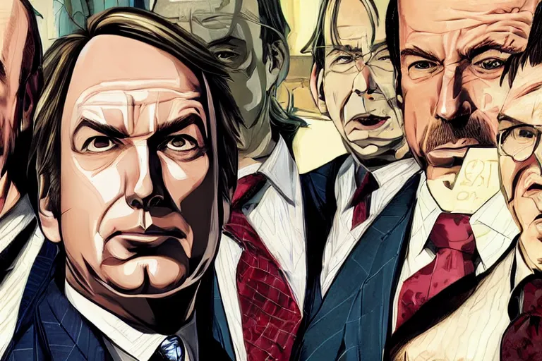 Image similar to better call saul illustration by shigenori soejima, jimmy mcgill and kim wexler